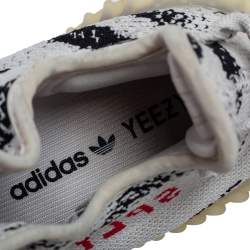 Pre Owned Yeezy x adidas White/Black Cotton Knit Yeezy Boost 350 V2 Zebra Sneakers Size FR 38