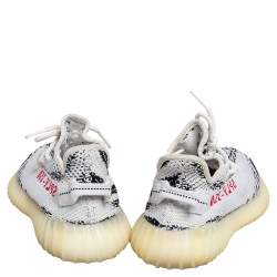 Pre Owned Yeezy x adidas White/Black Cotton Knit Yeezy Boost 350 V2 Zebra Sneakers Size FR 38