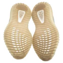 Pre Owned Yeezy x Adidas White/Blue Cotton Knit Boost 350 V2 Cloud White Sneakers Size 38