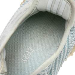 Pre Owned Yeezy x Adidas White/Blue Cotton Knit Boost 350 V2 Cloud White Sneakers Size 38