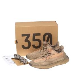 Pre Owned Yeezy x Adidas Brown Knit Fabric Boost 350 V2 Sand Taupe Sneakers Size 38 2/3