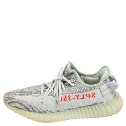 Pre Owned حذاء رياضي ييزي x أديداس بوست 350 V2 2.0 قماش تريكو رصاصي//أزرق مقاس 39.5