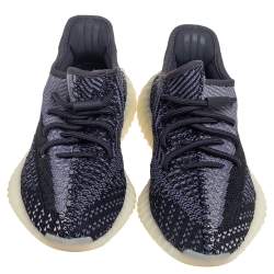 Pre Owned Yeezy x adidas Black/Grey Knit Fabric Boost 350 V2 Carbon Sneakers Size 38 2/3