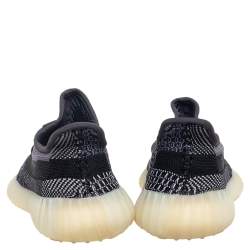 Pre Owned Yeezy x adidas Black/Grey Knit Fabric Boost 350 V2 Carbon Sneakers Size 38 2/3