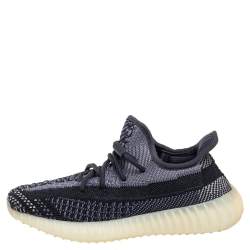 Pre Owned Yeezy x adidas Black/Grey Knit Fabric Boost 350 V2 Carbon Sneakers Size 38 2/3