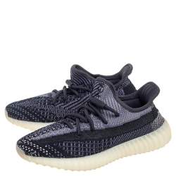 Pre Owned Yeezy x adidas Black/Grey Knit Fabric Boost 350 V2 Carbon Sneakers Size 38 2/3