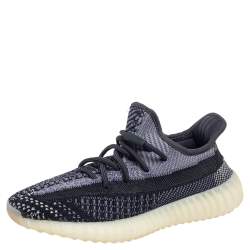Pre Owned Yeezy x adidas Black/Grey Knit Fabric Boost 350 V2 Carbon Sneakers Size 38 2/3