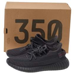 Pre Owned Yeezy x Adidas Black Cotton Knit Boost 350 V2 Black Static Sneakers Size 40 2/3