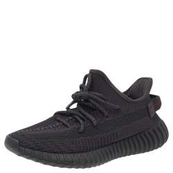 Pre Owned Yeezy x Adidas Black Cotton Knit Boost 350 V2 Black Static Sneakers Size 40 2/3