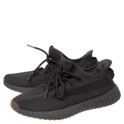 Pre Owned Yeezy x adidas Black Knit Fabric Boost 350 V2 Low Top Sneakers Size 40