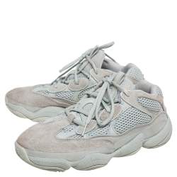 Pre Owned Yeezy x Adidas Grey Fabric and Suede Boost 500 Soft Vision Sneakers Size 39.5