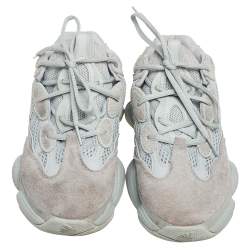 Pre Owned Yeezy x Adidas Grey Fabric and Suede Boost 500 Soft Vision Sneakers Size 39.5