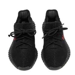 Pre Owned Yeezy x Adidas Black Knit Fabric Boost 350 V2 Sneakers Size 40