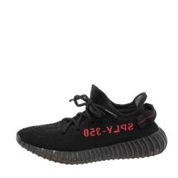 Pre Owned Yeezy x Adidas Black Knit Fabric Boost 350 V2 Sneakers Size 40
