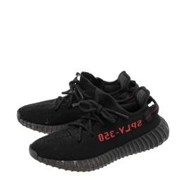 Pre Owned Yeezy x Adidas Black Knit Fabric Boost 350 V2 Sneakers Size 40