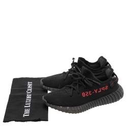 Pre Owned Yeezy x Adidas Black Knit Fabric Boost 350 V2 Sneakers Size 40