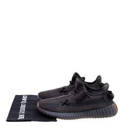 Pre Owned Yeezy x Adidas Black Knit Fabric Boost 350 V2 Cinder Sneakers Size 37 1/3
