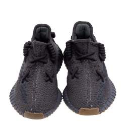 Pre Owned Yeezy x Adidas Black Knit Fabric Boost 350 V2 Cinder Sneakers Size 37 1/3