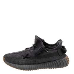 Pre Owned Yeezy x Adidas Black Knit Fabric Boost 350 V2 Cinder Sneakers Size 37 1/3