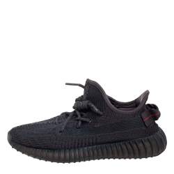 Pre Owned Yeezy x Adidas Black Knit Fabric Boost 350 V2 Cinder Sneakers Size 40