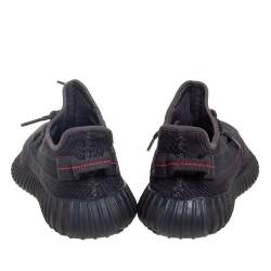 Pre Owned Yeezy x Adidas Black Knit Fabric Boost 350 V2 Cinder Sneakers Size 40