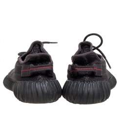 Pre Owned Yeezy x adidas Black Knit Fabric Boost 350 V2 Sneakers Size 38