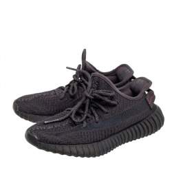 Pre Owned Yeezy x adidas Black Knit Fabric Boost 350 V2 Sneakers Size 38