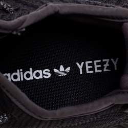 Pre Owned Yeezy x adidas Black Knit Fabric Boost 350 V2 Sneakers Size 38