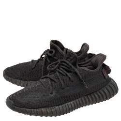Pre Owned Yeezy x Adidas  Dark Grey Knit Fabric Boost 350 V2 Cinder Reflective Sneakers Size 40 2/3