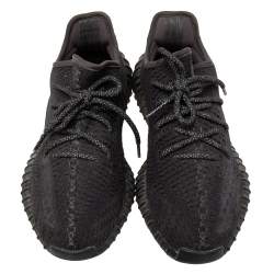 Pre Owned Yeezy x Adidas  Dark Grey Knit Fabric Boost 350 V2 Cinder Reflective Sneakers Size 40 2/3