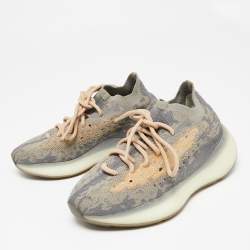 Pre Owned Yeezy x adidas Grey Knit Fabric Boost 380 Mist Sneakers Size 371/3