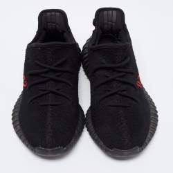 Pre Owned حذاء رياضي ييزي x أديداس بوست 350 ڨي2 قماش تريكو أحمر/أسود بعنق منخفض مقاس 40 