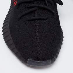 Yeezy x Adidas Black/Red Knit Fabric Boost 350 V2 Bred Sneakers Size 38