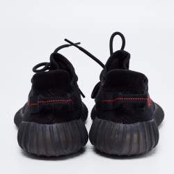 Yeezy x Adidas Black/Red Knit Fabric Boost 350 V2 Bred Sneakers Size 38