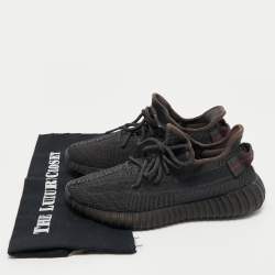 مملوكة مسبقًا Yeezy x Adidas Black Knit Fabric Boost 350 V2 Black Non-Reflective Sneakers Size 38
