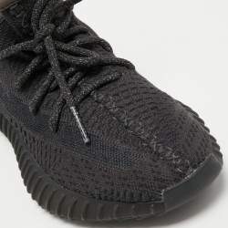 مملوكة مسبقًا Yeezy x Adidas Black Knit Fabric Boost 350 V2 Black Non-Reflective Sneakers Size 38