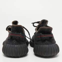 مملوكة مسبقًا Yeezy x Adidas Black Knit Fabric Boost 350 V2 Black Non-Reflective Sneakers Size 38