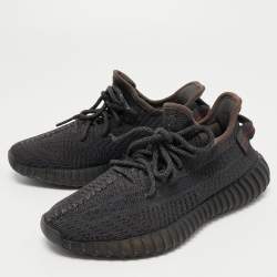 مملوكة مسبقًا Yeezy x Adidas Black Knit Fabric Boost 350 V2 Black Non-Reflective Sneakers Size 38