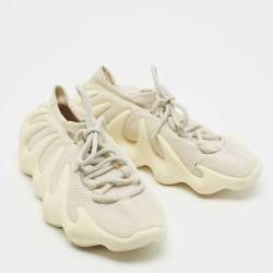 Pre Owned Yeezy x Adidas Cream Knit Fabric 450 Cloud White Sneakers Size 38