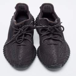 Pre Owned Yeezy x Adidas Black Knit Fabric Boost 350 V2 Sneakers Size 37 1/3