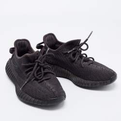 Pre Owned Yeezy x Adidas Black Knit Fabric Boost 350 V2 Sneakers Size 37 1/3