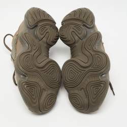 Pre Owned Yeezy x Adidas Brown/Grey Leather and Suede Yeezy 500 Clay Sneakers Size 39 1/3