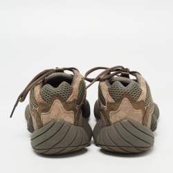 Pre Owned Yeezy x Adidas Brown/Grey Leather and Suede Yeezy 500 Clay Sneakers Size 39 1/3