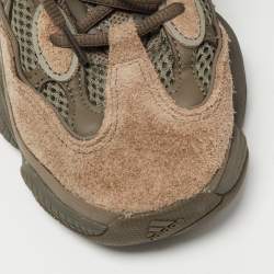 Pre Owned Yeezy x Adidas Brown/Grey Leather and Suede Yeezy 500 Clay Sneakers Size 39 1/3
