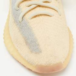 Yeezy x Adidas Light Yellow/Blue Knit Fabric Boost 350 V2 Linen Sneakers Size 38 2/3