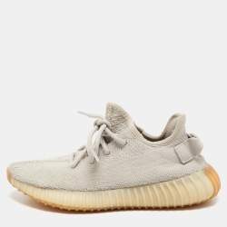 Pre Owned Yeezy x Adidas Grey Knit Fabric Boost 350 V2 Grey Sneakers Size 38 2/3