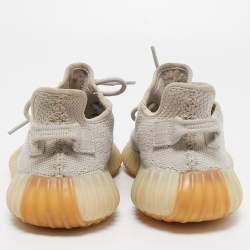 Pre Owned Yeezy x Adidas Grey Knit Fabric Boost 350 V2 Grey Sneakers Size 38 2/3
