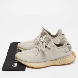 Pre Owned Yeezy x Adidas Grey Knit Fabric Boost 350 V2 Grey Sneakers Size 38 2/3