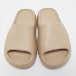 Pre Owned Yeezy x Adidas Beige Rubber 'Pure' Slide Sandals Size 37.5