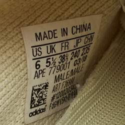 Pre Owned Yeezy x Adidas Green Knit Fabric Boost 350 V2 Sesame Sneakers Size 38 2/3